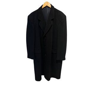 Silver Cloud Black Cashmere Long Dress Overcoat R46 3 Button Business Made Italy